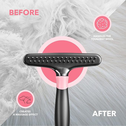 Dog rake deshedding dematting Brush Comb - Undercoat rake for Dogs, Cats, matted, Short,Long Hair Coats - Brush for Shedding, Double Row Stainless Steel pins - Reduce Shedding by 90% (Pink)