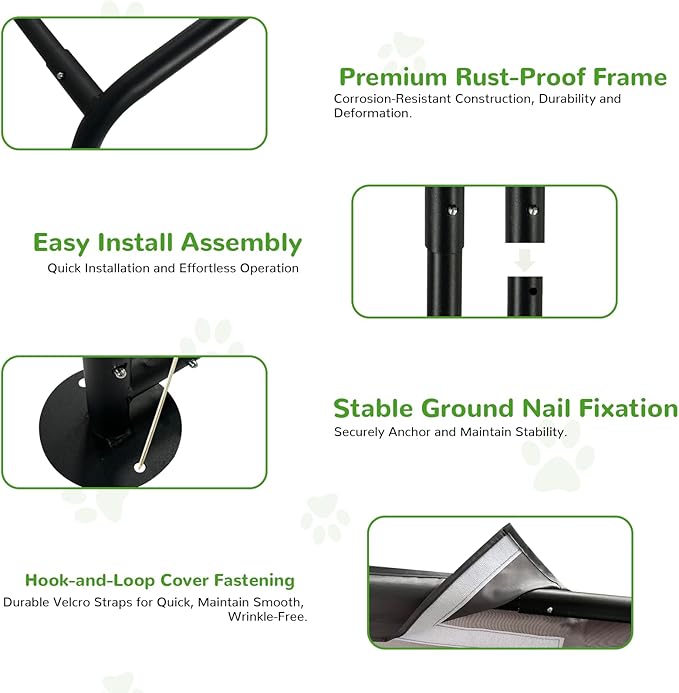 Dog Shade Shelter Outdoor, 4'x4'x3' Extra Large Dog Tent Outdoor, Dog Shade for Outside with Waterproof Roof, Grey Sun Rain Cover for Pet Cat Goat Pig Small Animals and Livestock