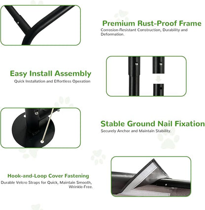 Dog Shade Shelter Outdoor, 4'x4'x3' Extra Large Dog Tent Outdoor, Dog Shade for Outside with Waterproof Roof, Grey Sun Rain Cover for Pet Cat Goat Pig Small Animals and Livestock