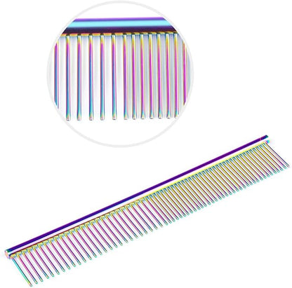 7.0" Dog Scissors Pet Grooming Kit Round-tip Safety Scissors Fishbone Teeth Shears with Forceps Hairdressing Hair Styling Tool Gift Set 5 Pieces (Multicolor)