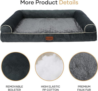 Dog Beds Large Sized Dog, Orthopedic Dog Bed, Waterproof Dog Bed, Washable Dog Bed, 47" x 31" x 8" Dark Gray