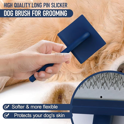 Slicker Dog Cat Grooming Brush for Long Haired Dogs and Cats,Poodle Doodle Brush for Grooming,Dog Brush for Shedding,Good For Daily Brushing- L