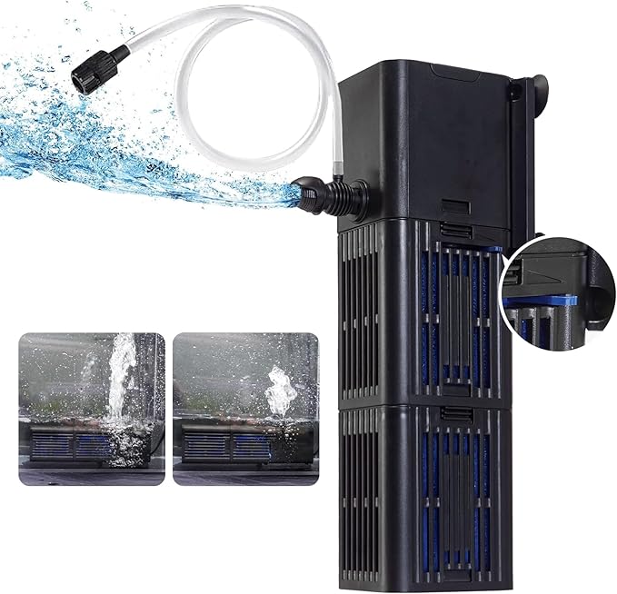 Aquarium Filter Water Flow Adjustable for 55-200 Gallon Fish Turtle Tank 400GPH Biochemical Filtration 4in1 Submersible Internal Powerful Pumps & Filters Keep Freshwater Saltwater Crystal Clear Large