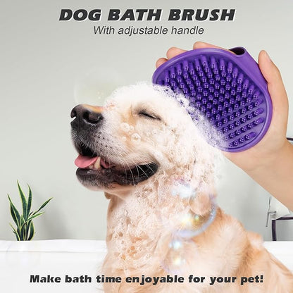 2PCS Dog Grooming Tools - Double-Sided Bath Brush for Shedding and Bathing - Cat Brushes, Suitable for Short/Long Haired Dogs, Premium Pet Supplies (Black Purple)