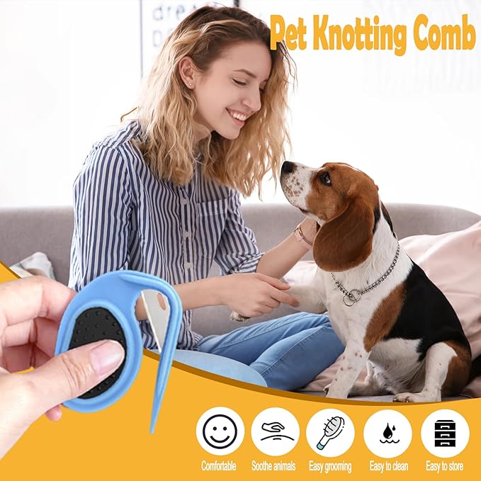 4Pcs Pet Knotting Comb, Multifunctional Dog Comb for Dog,Knotting Comb for Cat,Cat Massage Hair Removal Comb,Grooming Comb for Cat Remove Tangled and Loose Hair