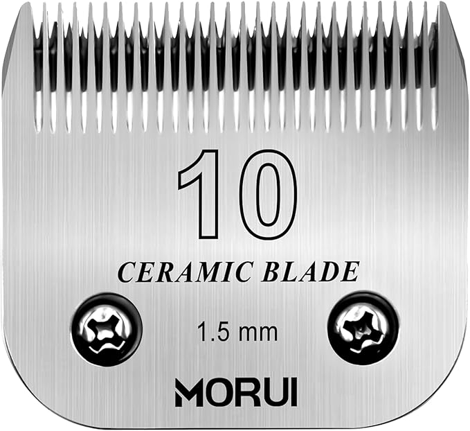 10 Cut Length 1/16"(1.5mm) Detachable Ceramic Pet Dog Clipper Blades Compatible with Most Andis,Oster A5 Wahl KM Series Clippers
