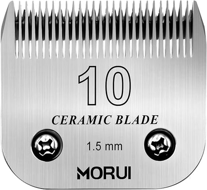 10 Cut Length 1/16"(1.5mm) Detachable Ceramic Pet Dog Clipper Blades Compatible with Most Andis,Oster A5 Wahl KM Series Clippers