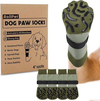 Double Sides Non-Slip Dog Socks to Prevent Licking Paws - Strong Traction for Paw Protector, Senior Dogs, Hardwood Floors, Dog Booties with Grippers - Size Small
