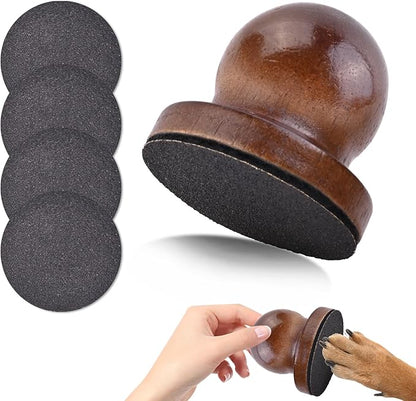 Dog Nail File Dog Scratch Board for Nails Wooden Handicraft Cat Dog Nail Scratch Pad with 4 Pcs Replaceable Sandpaper Dog Trainning Accessories Stress Free Nail Filing for Dogs(Coffee)