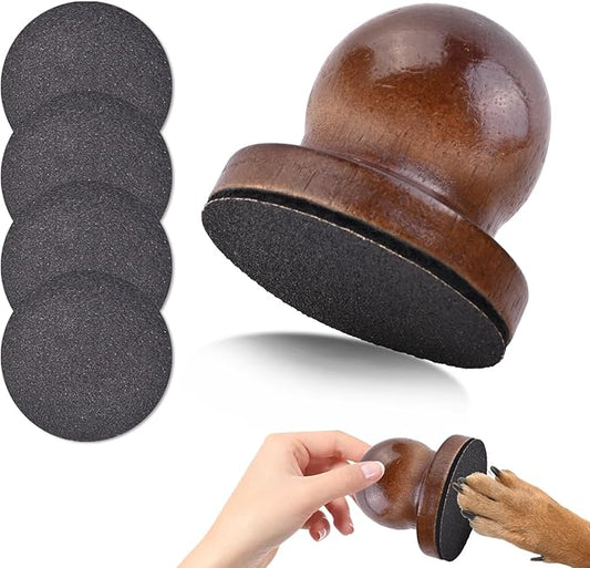 Dog Nail File Dog Scratch Board for Nails Wooden Handicraft Cat Dog Nail Scratch Pad with 4 Pcs Replaceable Sandpaper Dog Trainning Accessories Stress Free Nail Filing for Dogs(Coffee)