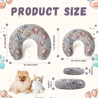 Suzile 8 Pcs Pillow for Cats Dog Neck Pillows Puppy Cat Bed Soft Pillow Fluffy Pet Calming Pillow Half Donut U Shaped Pet Neck Pillow Training Pillow Joint Relief Cervical Protection(Large)