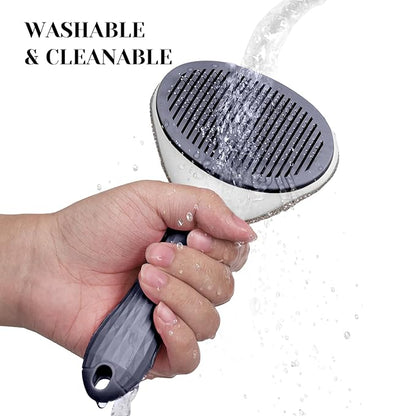 Full Diamonds Self Cleaning Slicker Brush for Dogs & Cats, Skin Friendly Grooming Cat Brush, Dog Brush for Shedding, Deshedding Brush, Hair Brush Rhinstones Brush for Haired Pets,Grey