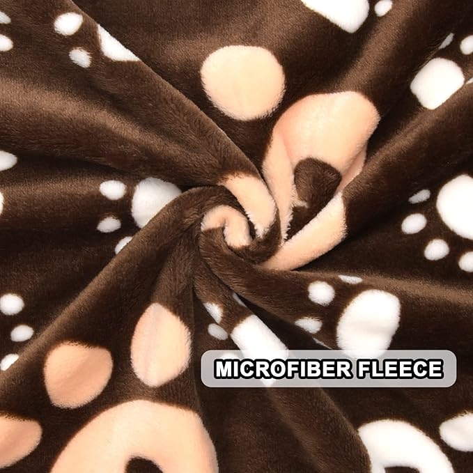 Dog Blanket, Soft Fleece Dog Blankets for Large Dogs, Fluffy Flannel Pet Cat Puppy Blanket Mat Cover for Bed Couch, Cute Paw Print Throw Blanket for Dogs, Brown 60"X50"