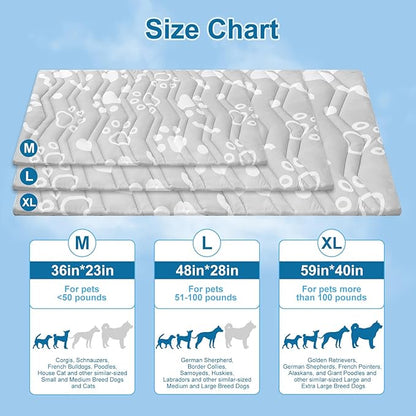 BEAUTYZOO Upgrade Dog Cooling Mat Extra Large, Reversible Self-Cooling Mat for Dogs, Thicken Pet Ice Cool Pad Blanket for Summer Kennel Sofa Bed Floor Car Seat, Machine Washable&Foldable, 48"x28"