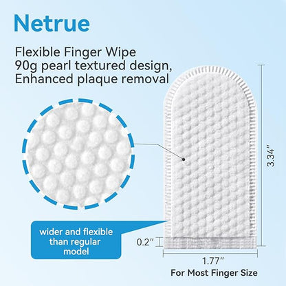 Netrue Dog Teeth Cleaning Wipes, Dog Dental Cleaning Finger Wipes for Dogs Teeth，Dog Tooth Wipes- Reduces Plaque & Freshens Breath (60 Count)