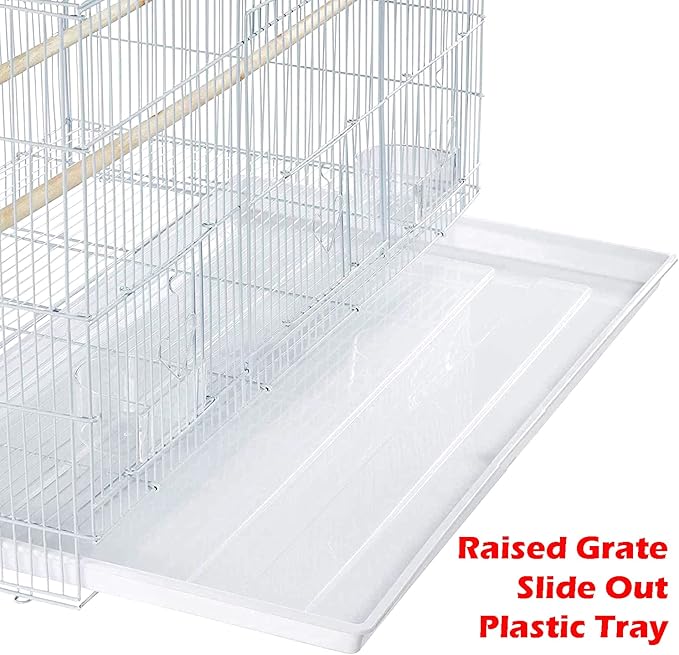 Mcage Lot of Breeding Flight Bird Cage for Aviaries Canaries Budgies Finches Lovebird Parakeet (30"x18"x18" White with Divider)