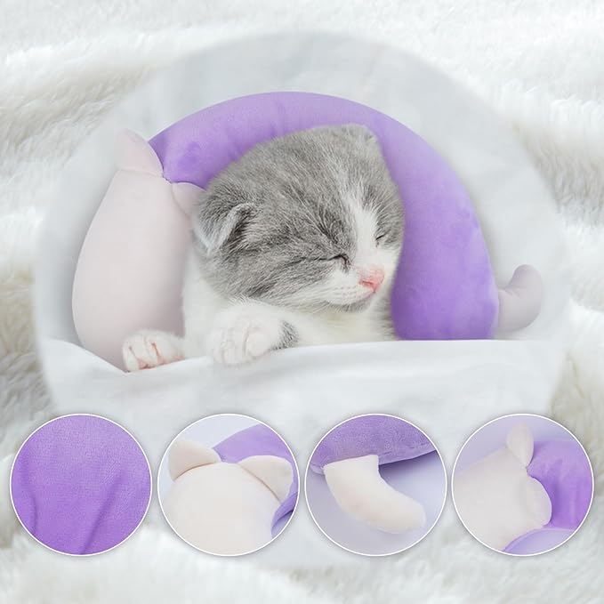Dog Pillow,Pet Cat Pillow,Dog Pillows for Small Dogs,Dog Neck Pillow,Soft Kitten Pillow,Machine Washable Dog U-Shaped Pillow,Joint Relief Sleeping Improve for Pets, Purple,M