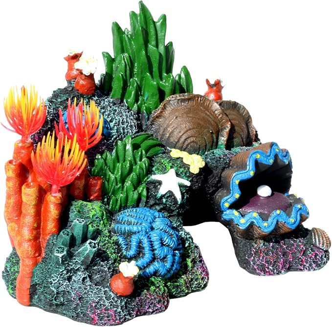 Fish Tank Decoration - Coral Aquarium Decoration Simulation - Fighting Fish Dodge Cave Betalie Fish Colorful Coral Mountain (Small)