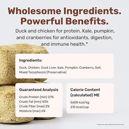 BADLANDS RANCH Superfood Nuggets- Premium, Freeze-Dried raw Dog Food Topper or Treat. Powerful Nutrient-Dense Ingredients. No Artificial additives. Duck and Kale Formula 8oz - 4pk Bundle