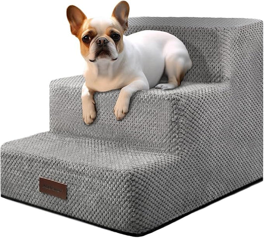 Dog Steps for Small Dog, 3-Step Dog Stairs for High Beds and Couch, Non-Slip Pet Stairs for Small Dogs and Cats,Dog Bed Stairs, Grey, 3/4/5 Steps