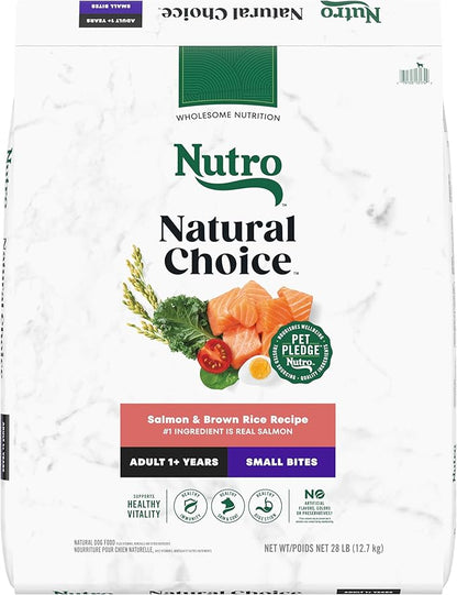 Nutro Natural Choice Small Bites Adult Dry Dog Food, Salmon & Brown Rice Recipe, 28 lb. Bag