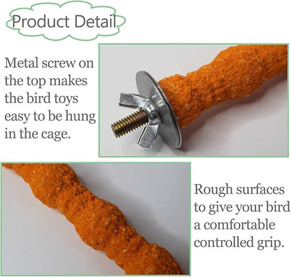 kathson Bird Perch Parrot Stand Cage Accessories Natural Wooden Stick Paw Grinding Rough-surfaced Chew Toy for Cockatiels,Cockatoo,Lorikeet,Conure,Parakeet 5 Pack (Random Color,6.29inch)