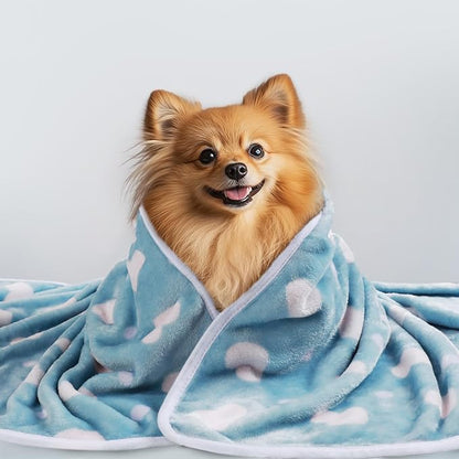 1 Pack 3 Blankets Super Soft Cute Dot Pattern Pet Blanket Flannel Throw for Dog Puppy Cat Purple/Pink/Cyan Small
