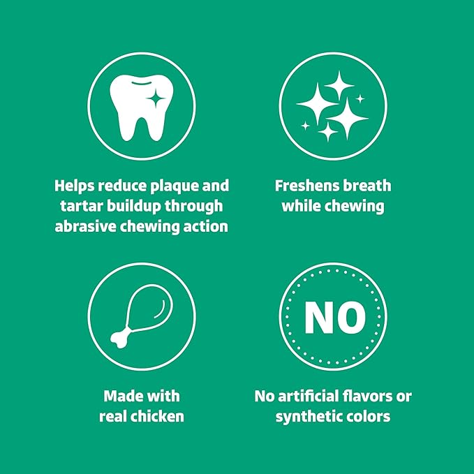 Amazon Brand - Wonder Bound Dog Dental Treats for Tiny Dogs (5-15 lbs), Real Chicken Flavor, Nubbed Texture for Plaque & Tartar Control, Freshens Breath While Chewing, 125 Count (Pack of 2)