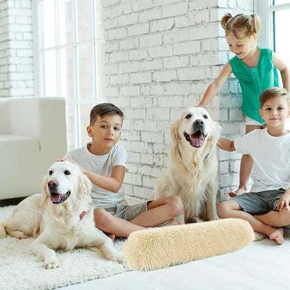 HOMBYS 25" Length Dog Pillows for Large and Medium Dogs, Soft Faux Fur Claming Dog Nek Pillow for Improving Anxiety Reduce, Machine Washable Pet Pillow for Cats, Plush Pet Toy (Khaki, 25"x8"x4")