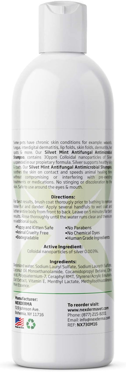 Natural Colloidal Medicated Pet Shampoo for Dogs and Cats - Tearless Hypoallergenic, Soap Free with Coconut Oil and Mint, Relief for Allergies, Odor, Itchy, Dry, Irritated Skin - 16oz, 1Pack