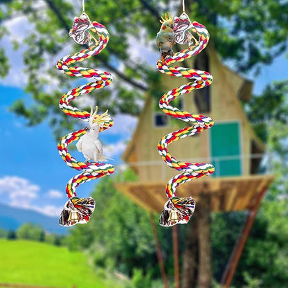 Bird Rope Perch,Birds Perch,Bird Perches for cage,Parakeet perches,Rope Perch for Conures,Parrot,Cockatiel,Lovebird,Budgerigar,Bird cage Accessories,Chew Toys