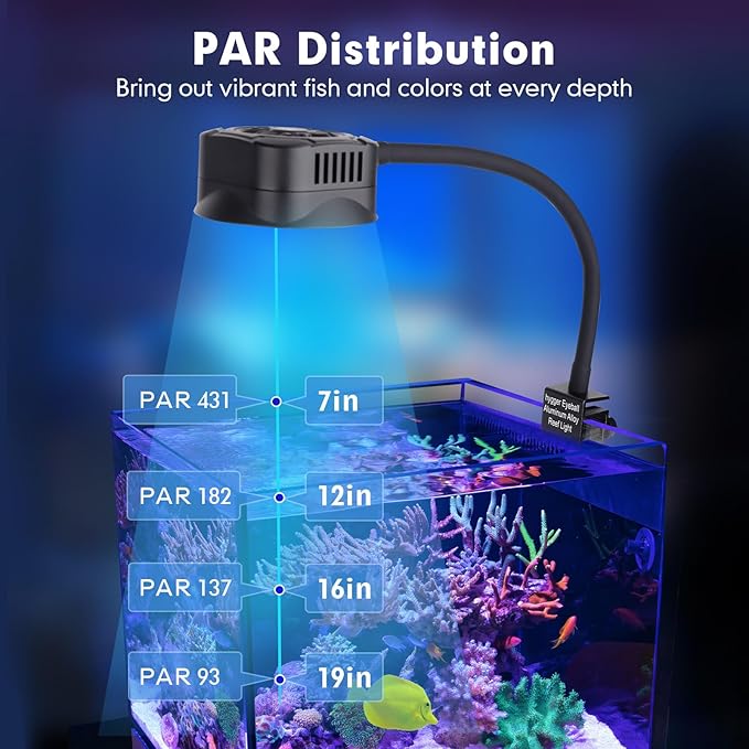 hygger 36W Saltwater Aquarium Light, Reef Light for Corals with Timer Adjustable Color and Brightness, Fish Tank Light with Controller for Marine Aquarium LED 16 to 20-Inch