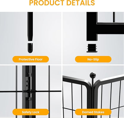 Dog Playpen 24 Inch 16 Panles, Ideal Dog Fence for Puppy/Small Dogs Indoor & Outdoor Bliss, Perfect Dog Pen for Camping, Yard, RV, Garden Fence, Black