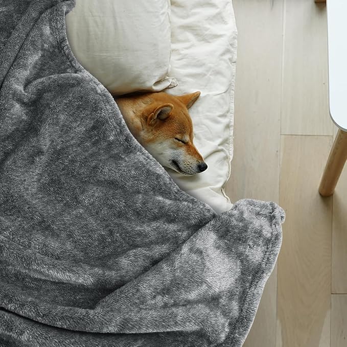 Onarway Dog Blanket Washable for Bed: Dog Blankets 78”x70” - Fluffy Soft Large Throw for Cat Puppy Kitten Dogs - Fleece Pet Blankets for Crate Couch Car and Indoor - Grey