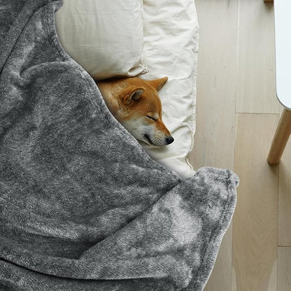 Onarway Dog Blanket Washable for Bed: Dog Blankets 78”x59” - Fluffy Soft Large Throw for Cat Puppy Kitten Dogs - Fleece Pet Blankets for Crate Couch Car and Indoor - Grey