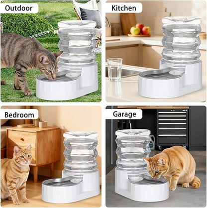 RIZZARI Dog Water Bowl Dispenser: 5L Automatic Stainless Steel Gravity Feeder - Large Capacity for 8-20 LB Cats with Joint Spine Pain - for Kitchen Bedroom