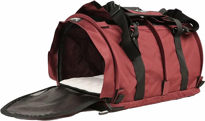 SturdiBag XL Pet Travel Carrier: Flexible Height for Cat and Dog Soft Sided with Safety Clips and Seatbelt Straps | Bordeaux, 20" x 16" x 12" (PN: SB3-PRO-BX)