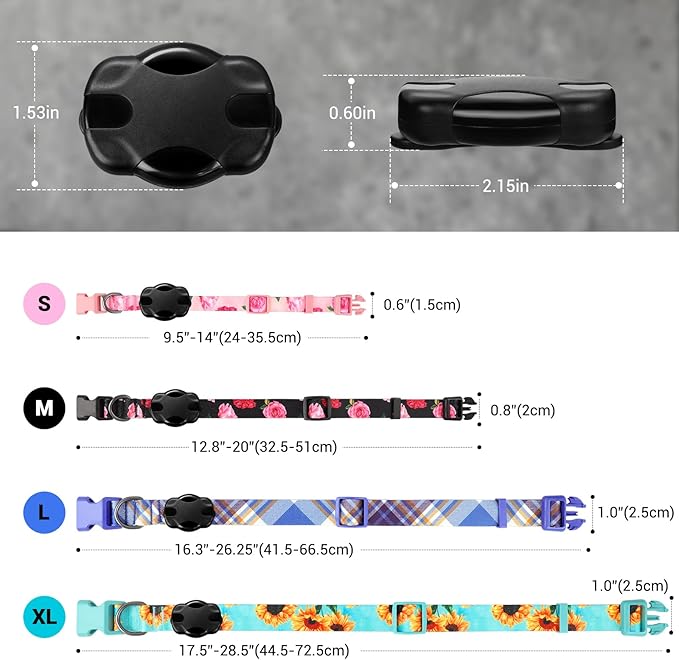 Airtag Dog Collar for Large Dogs, Rose-Pink Dog Collars Girl with AirTag Holder Waterproof Airtag Case, Including Flower Spring Dog Collar Bowtie, for All Female Dogs ï»