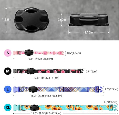 Airtag Dog Collar for Medium Dogs, Rose-Pink Dog Collars Girl with AirTag Holder Waterproof Airtag Case, Including Flower Spring Dog Collar Bowtie, for All Female Dogs ï»