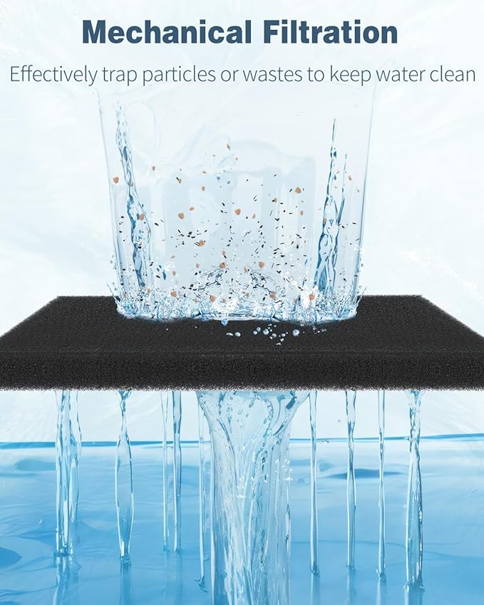 Pawfly 4 Pack Aquarium Bio Sponge Filter Media Pad, Filter Foam Sponge Pads Cut-to-Size Foam for Fish Tank Filters Sumps Ponds Hydroponics, 6.3" x 5.5" x 0.78"