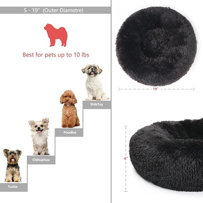 nononfish Puppy Beds for Small Dogs Washable 19 Black Calming and Anxiety Pet Beds Fluffy and Plush Durable Small Dog Bed