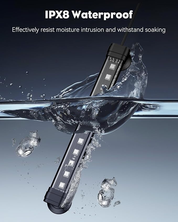 Pawfly 8 Inch 8 W Aquarium Color Enhancement Light for 8" to 15" Fish Tanks, IPX8 Waterproof Aquarium Enhancing LED Light, Brilliant RGB Lights with 7 Single Effects Timer & Adjustable Brightness