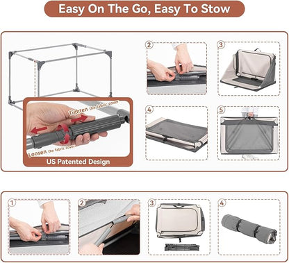 A4Pet Collapsible Dog Crate, Portable Dog Crate - 36 Inch Adjustable Stainless Steel Frame, Lightweight, Durable and Foldable Crate with 3-Door, Soft Sided Dog Kennel