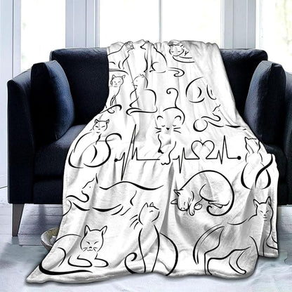 Cat Blanket Soft Cozy Flannel Throw Blanket Warm Lightweight Blankets Gifts for Cat Lovers Kids Girls Women Adults 60"x50"