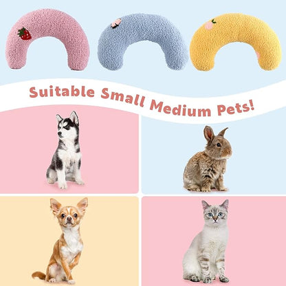 T'CHAQUE Dog Pillow Bed, Cat Calming Pillow, Dog Neck Pillow for Joint Relief Sleeping, Ultra Soft Half Donut Cuddler, Pillow Pet for Upper Spine Support, Doggy/Kitten Pillow Training Toy, 3Pack