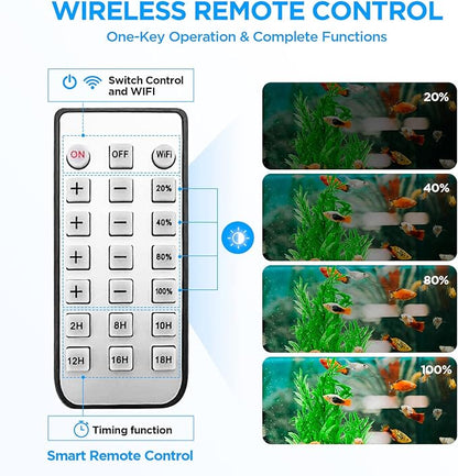 Lominie LED Aquarium Light, Remote Control 80W Planted Fish Tank Light Asta120 Clamp Clip Lamp for Freshwater Refugium Algae Fish Tank with Gooseneck (F120 80W Freshwater)