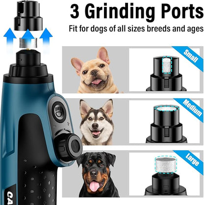 Casfuy Smart 6-Speed Dog Nail Grinder - 50% More Power Pet Nail Grinder with 2 LED Lights Quiet Rechargeable Electric Dog Nail Trimmers File Toenail Grinder for Large Medium Small Dogs & Cats (DB)