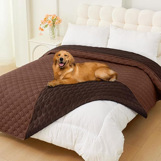 Smiry Waterproof Dog Blanket, Soft Dog Bed Cover Pet Blanket, Reversible Couch Cover for Dogs Washable, Pet Couch Covers for Sofa Furniture Protector for Puppy Cat (82x102 Inch, Brown/Chocolate)