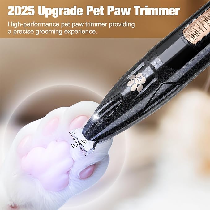 Dog Grooming Kit with LED Display, Low Noise Pet Clippers, Cordless Dog Hair Trimmer for Paws, Ears, Face, Rump with LED Light (Streamer Black)