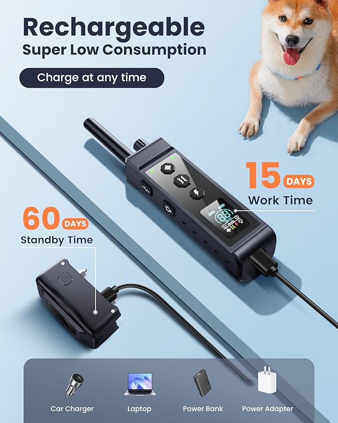 Dog Shock Collar 4265Ft Dog Training Collar with Remote for Large Medium Small Dogs, IP67 Waterproof with 4 Safe Training Modes, Security Lock, Dog Bark E-Collar for All Breeds(Navy Blue 1 Pack)